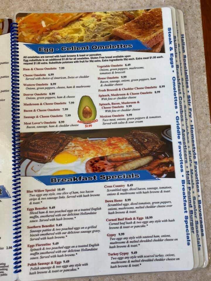 Blue Willow Cafe - Wausau, WI menu_pic