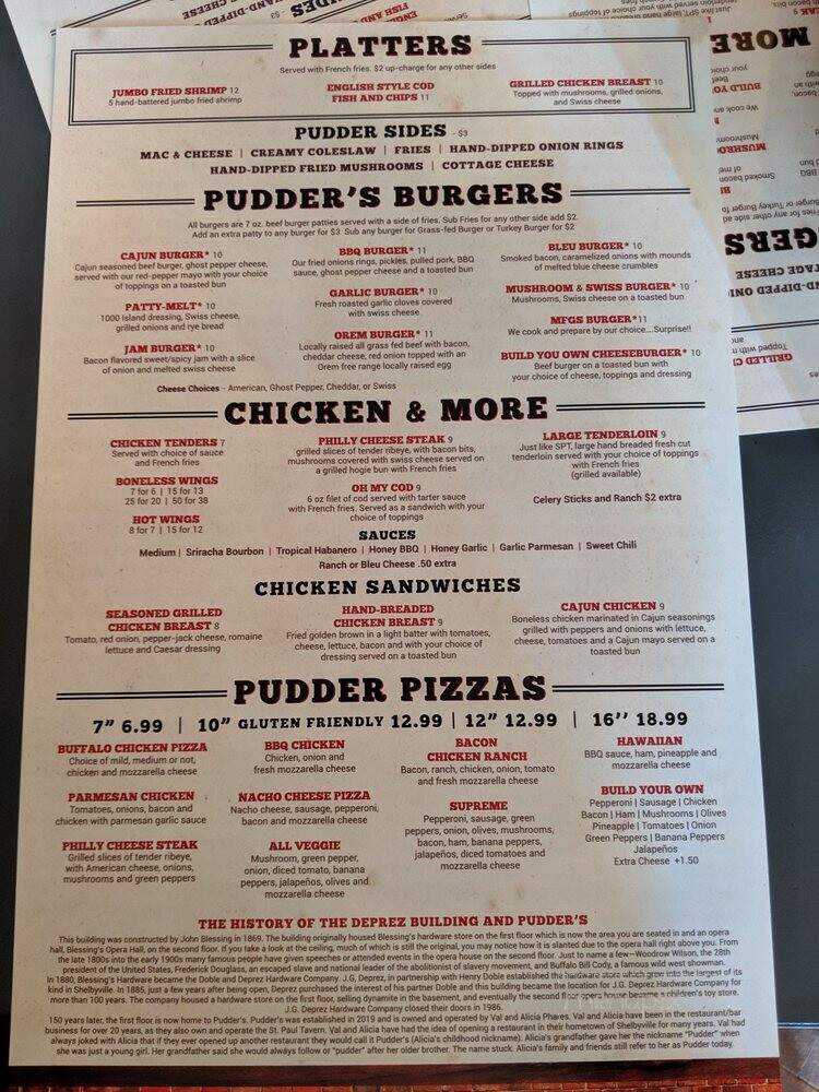 Pudders - Shelbyville, IN menu_pic