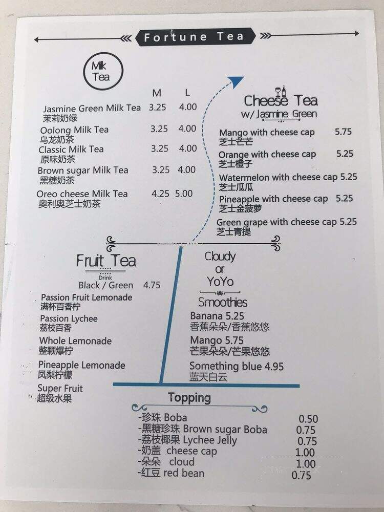 Fortune Tea - Honolulu, HI menu_pic