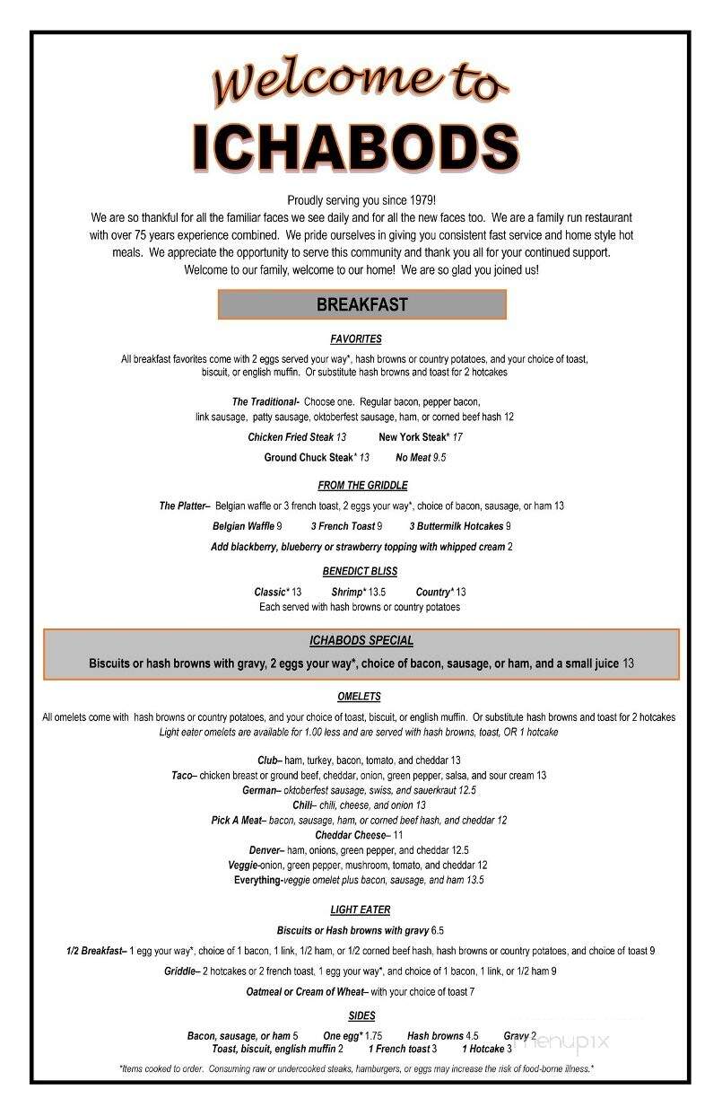 Ichabod's Restaurant - Scappoose, OR menu_pic