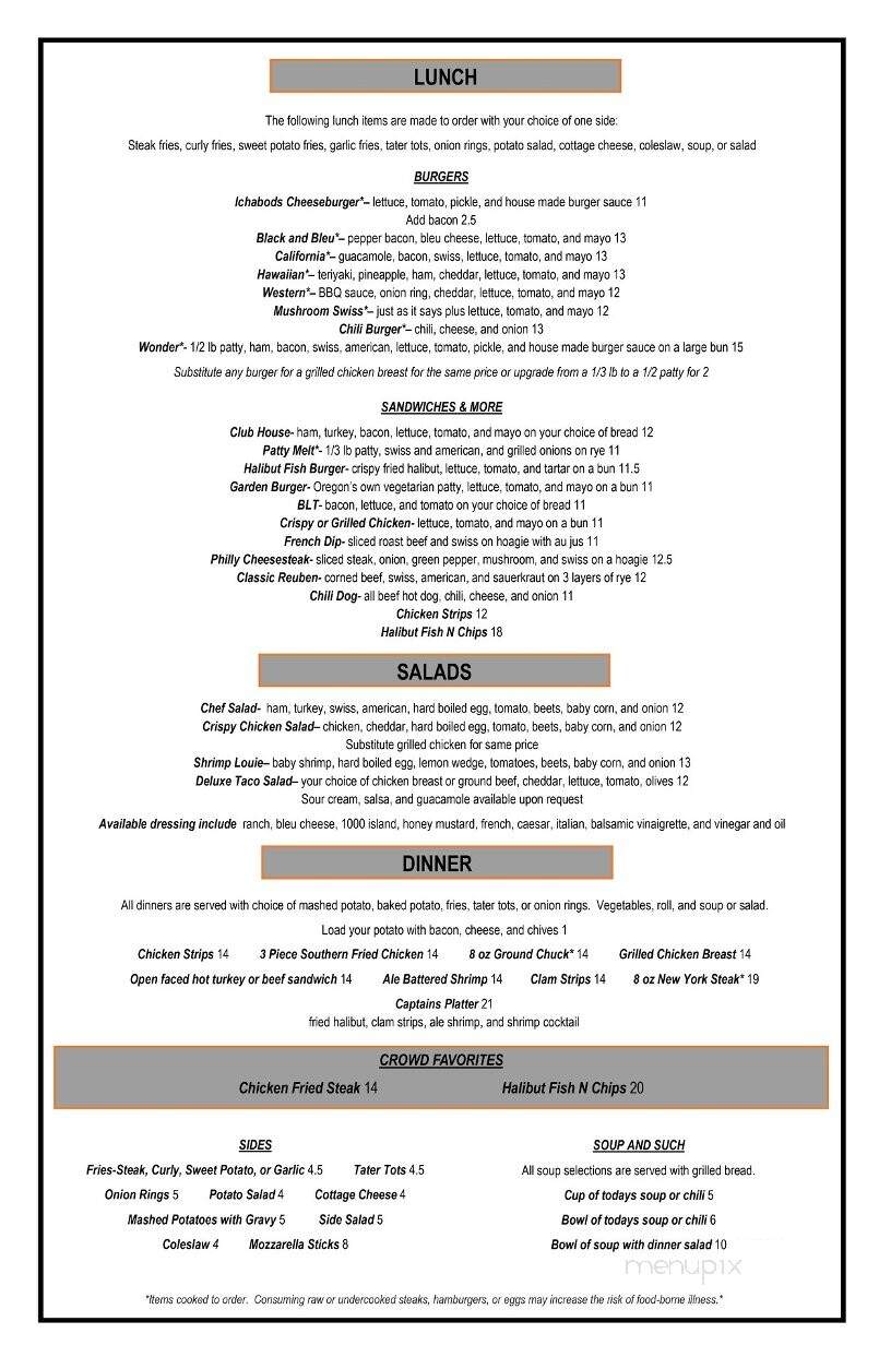 Ichabod's Restaurant - Scappoose, OR menu_pic