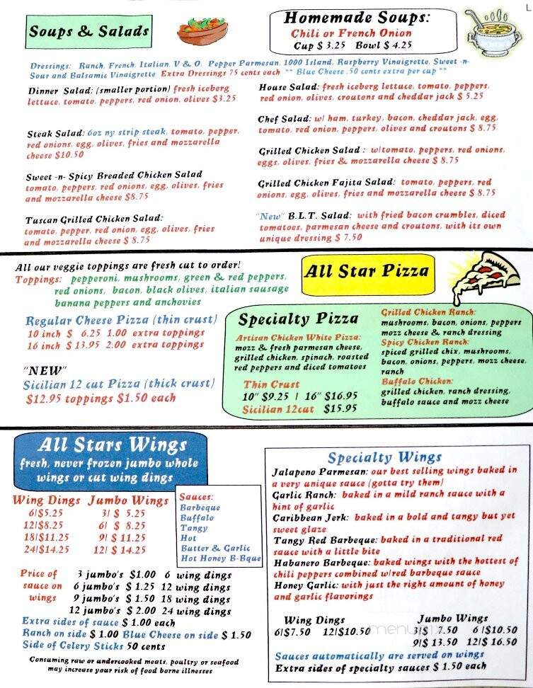 All Stars - East Brady, PA menu_pic