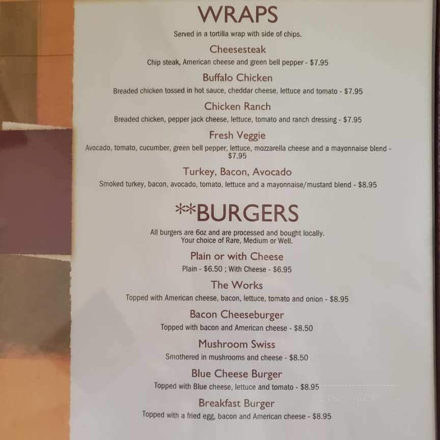 Millheim Hotel - Millheim, PA menu_pic