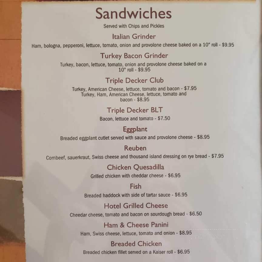 Millheim Hotel - Millheim, PA menu_pic