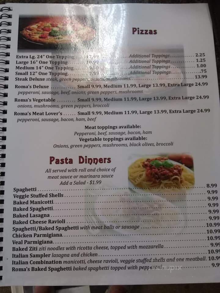 Roma's Italian Restaraunt - South Boston, VA menu_pic