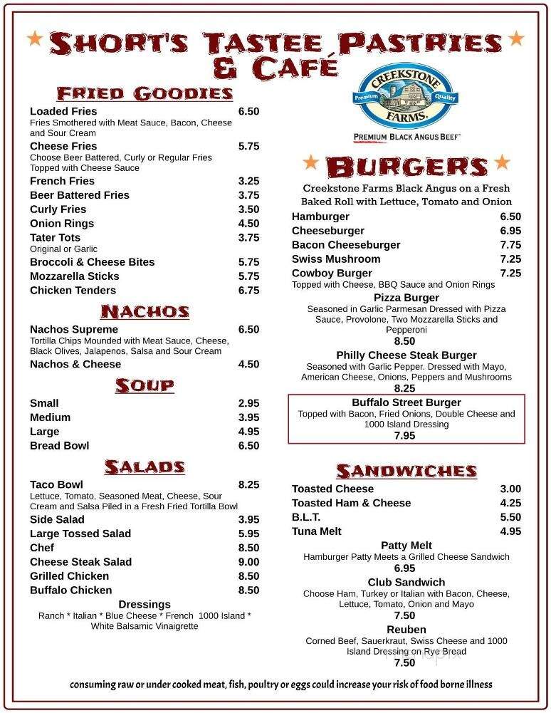 Shorts Tastee Pastry - Elkland, PA menu_pic