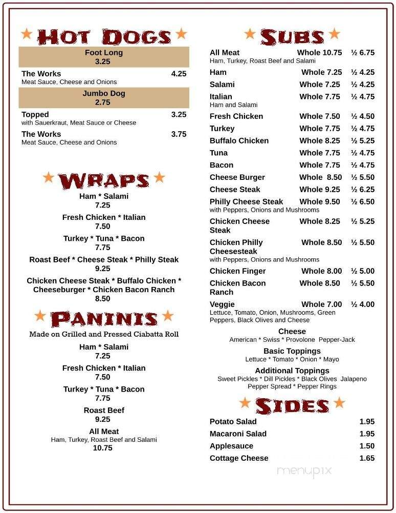 Shorts Tastee Pastry - Elkland, PA menu_pic