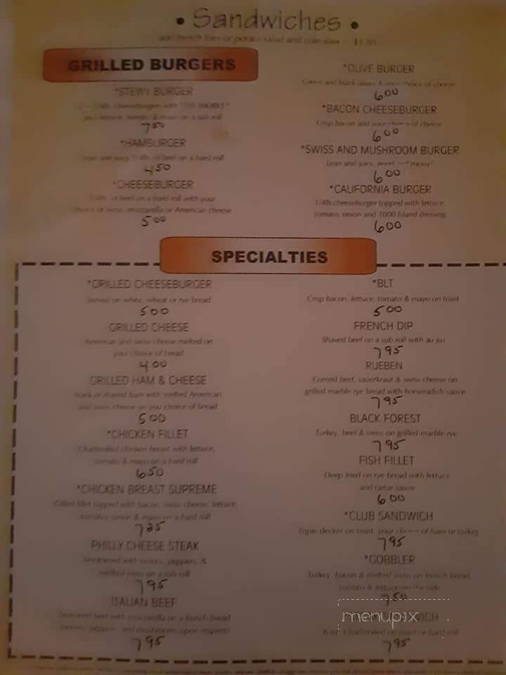 Stewy's Food & Spirits - Menominee, MI menu_pic