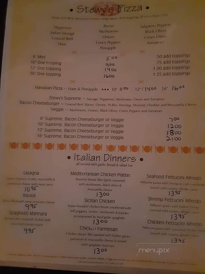 Stewy's Food & Spirits - Menominee, MI menu_pic