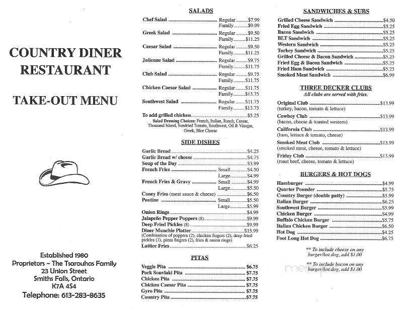 Country Diner Restaurant - Smiths Falls, ON menu_pic