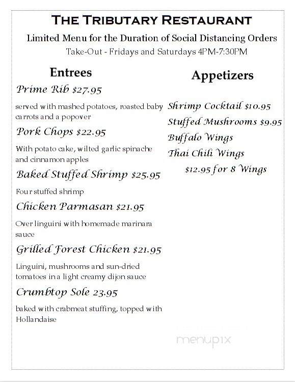 Tributary Restaurant is it open - Winsted, CT menu_pic