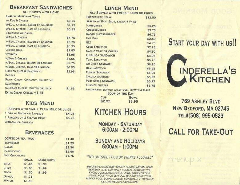 Cinderella's Kitchen - New Bedford, MA menu_pic