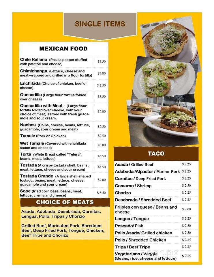 Martha's Tacos & More - Lafayette, OR menu_pic