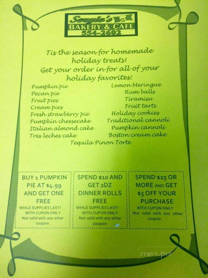 Sergio's Bakery and Cafe - Albuquerque, NM menu_pic