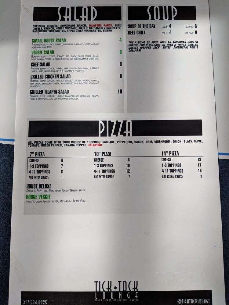 Tick Tock Lounge - Indianapolis, IN menu_pic