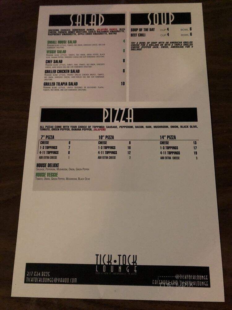 Tick Tock Lounge - Indianapolis, IN menu_pic