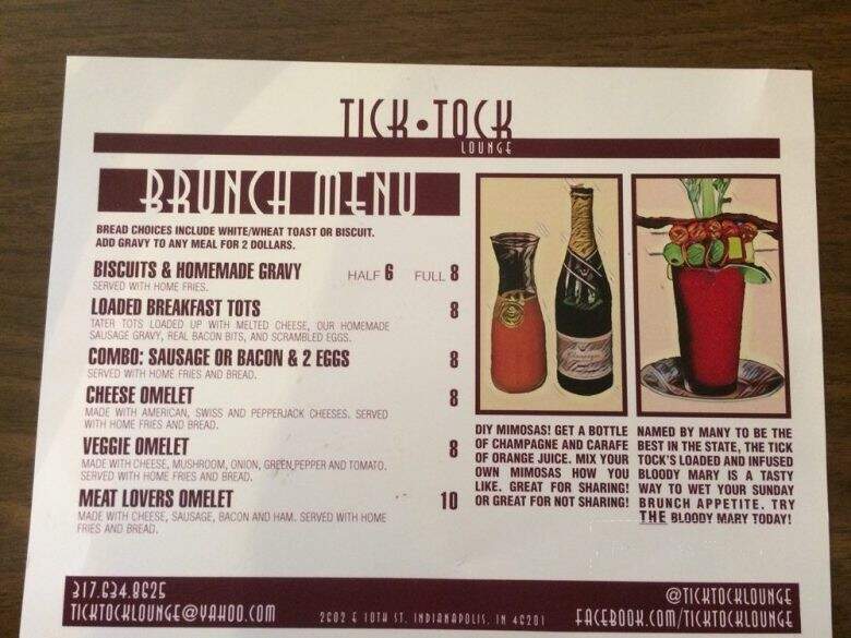 Tick Tock Lounge - Indianapolis, IN menu_pic