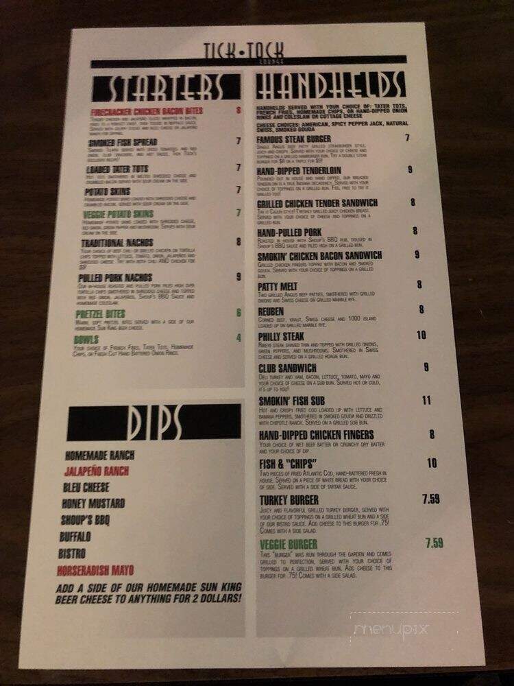 Tick Tock Lounge - Indianapolis, IN menu_pic
