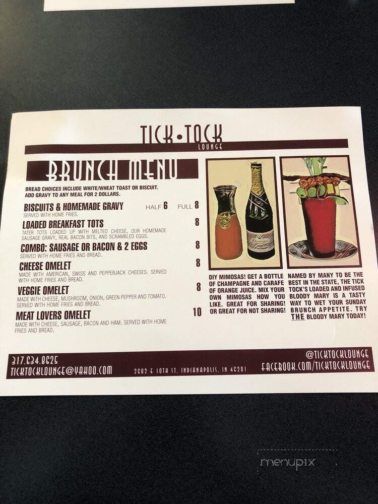 Tick Tock Lounge - Indianapolis, IN menu_pic