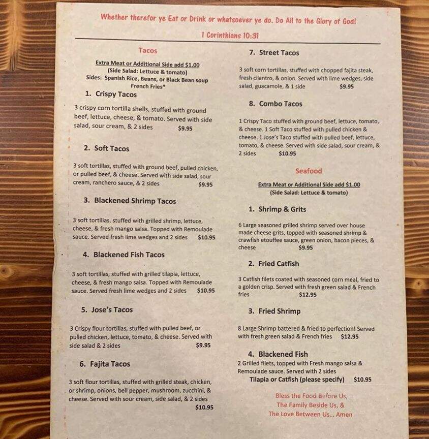 Jose's Restaurant and Grill - Magee, MS menu_pic