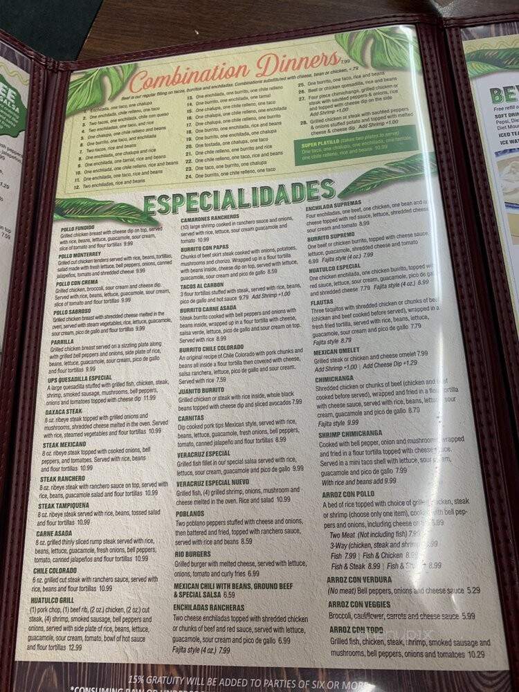 Huatulco Mexican Restaurant - Winfield, AL menu_pic