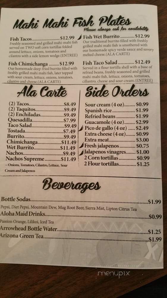 Maria Bonita Restaurant - Honolulu, HI menu_pic