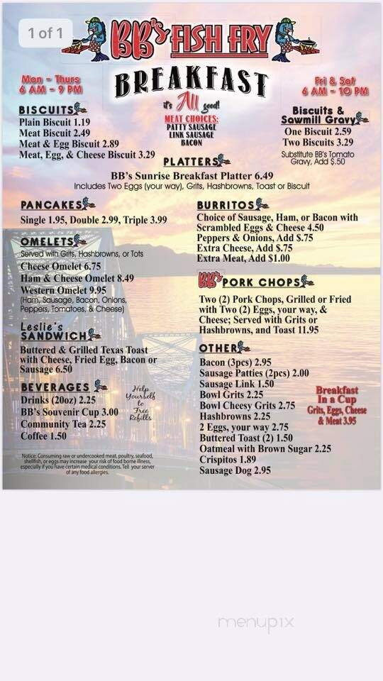 BB’s Fish Fry - Vidalia, LA menu_pic