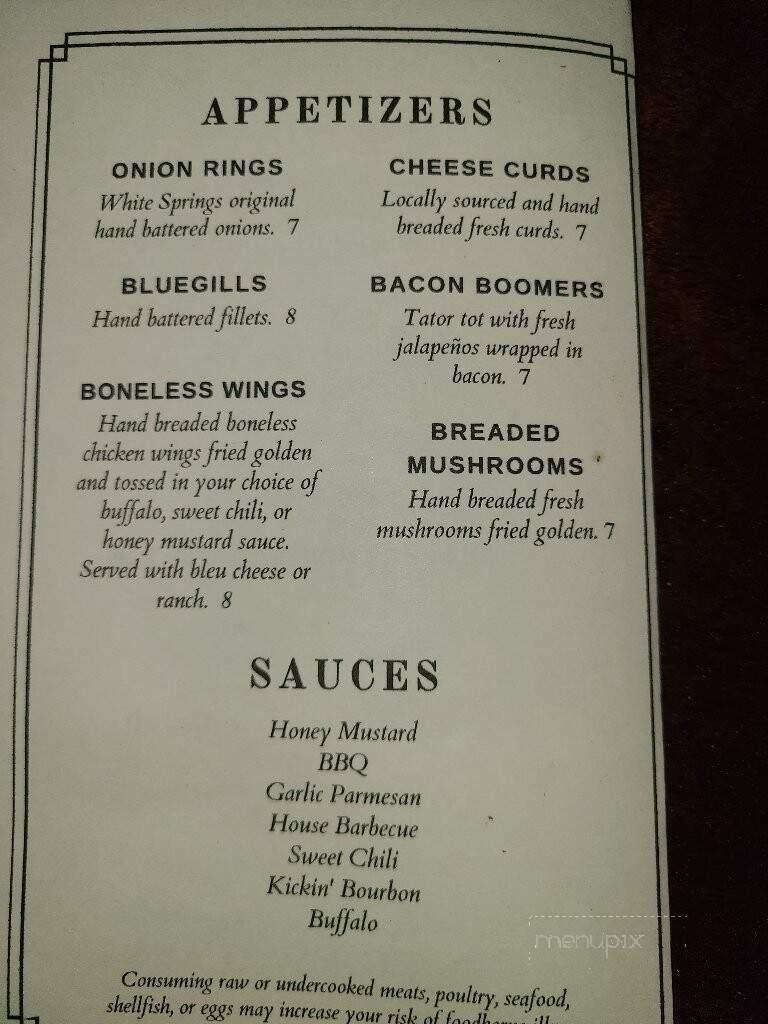 White Springs Night Club - McGregor, IA menu_pic