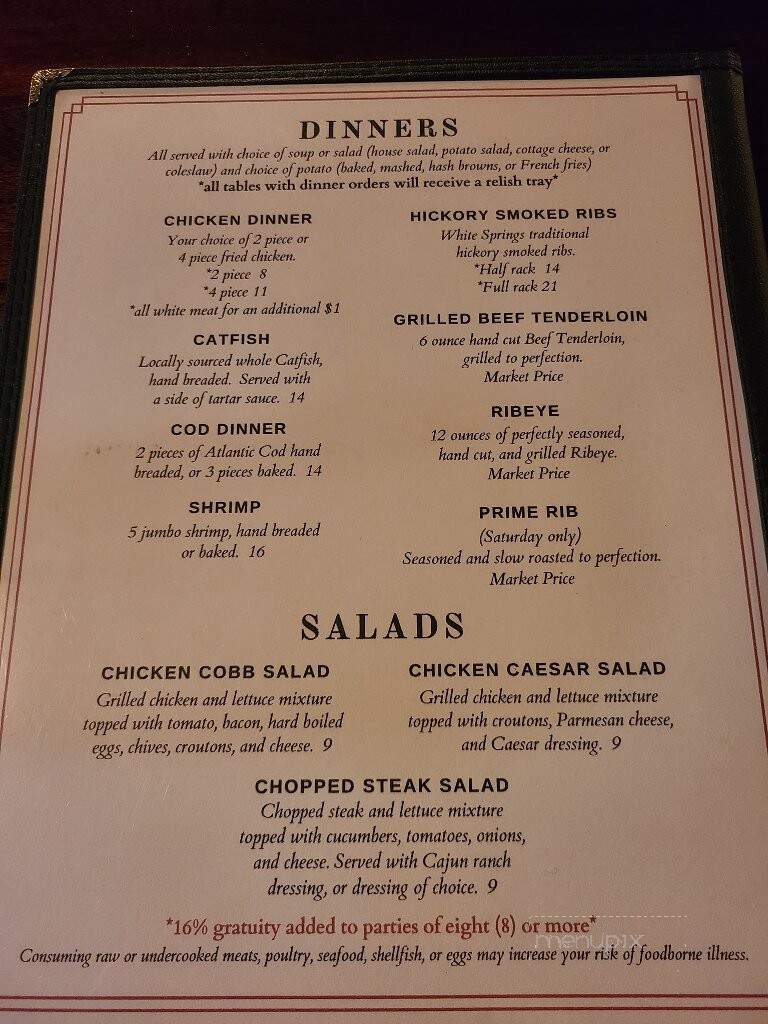 White Springs Night Club - McGregor, IA menu_pic