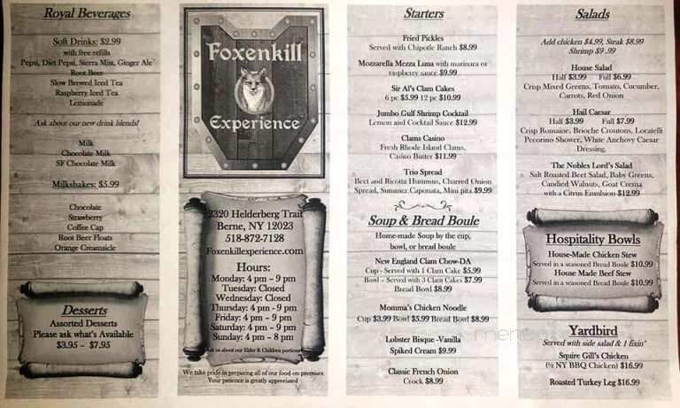 Foxenkill Tavern - Berne, NY menu_pic