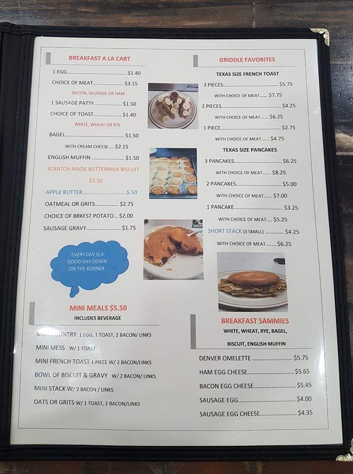 Kat A Korner Diner - Sullivan, IN menu_pic