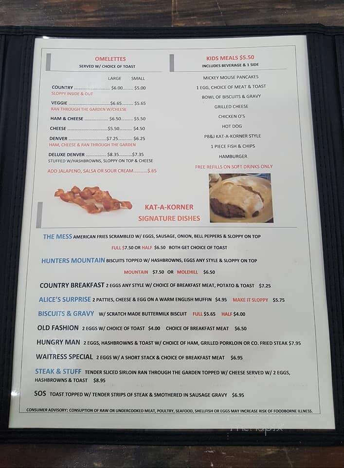 Kat A Korner Diner - Sullivan, IN menu_pic
