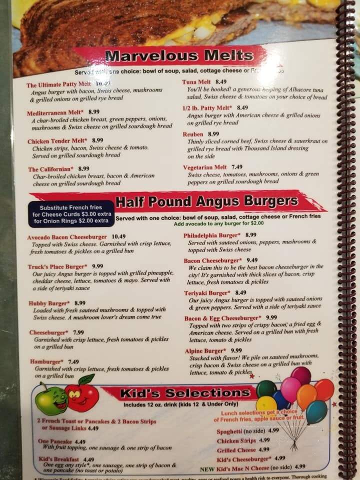 Trucks Place Restaurant - Birnamwood, WI menu_pic