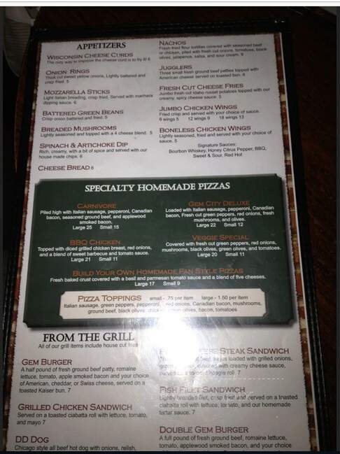 Gem City Saloon Eatery - Baraboo, WI menu_pic