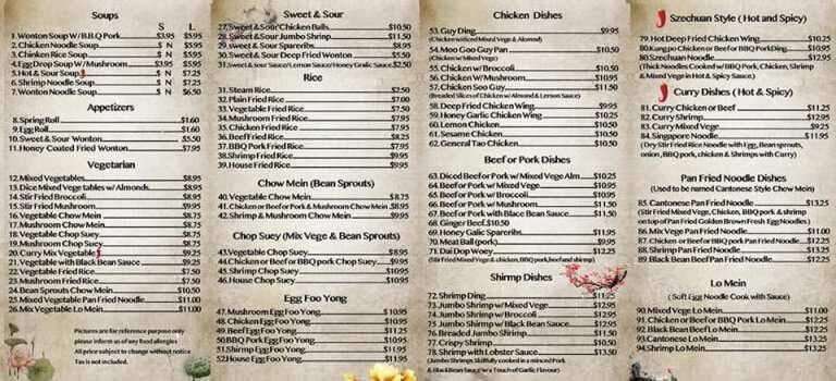 Great China House Restaurant - North Huron, ON menu_pic