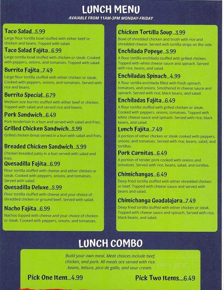 Casa Azteca Mexican Restaurant - Nevada, MO menu_pic