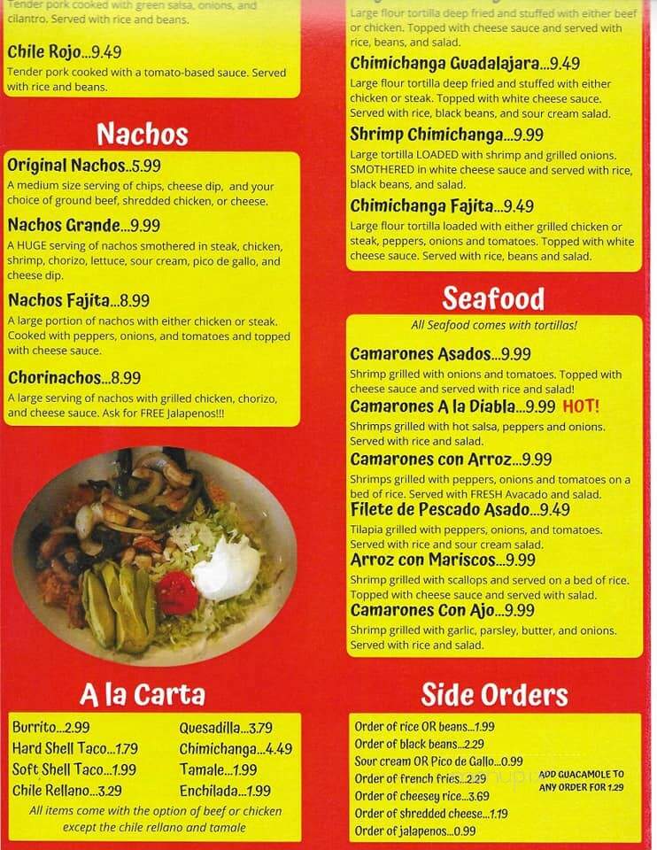 Casa Azteca Mexican Restaurant - Nevada, MO menu_pic