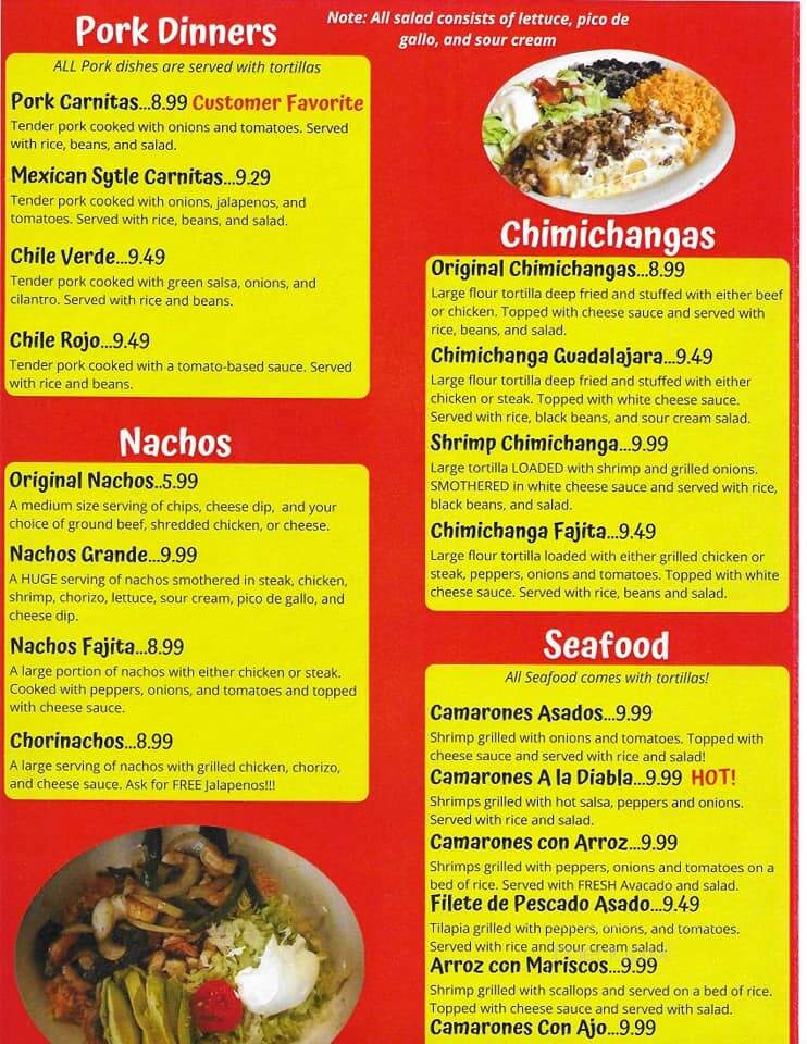 Casa Azteca Mexican Restaurant - Nevada, MO menu_pic