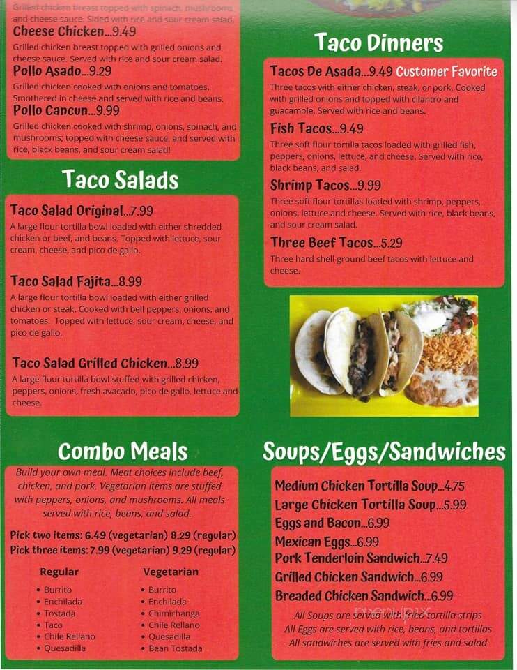 Casa Azteca Mexican Restaurant - Nevada, MO menu_pic