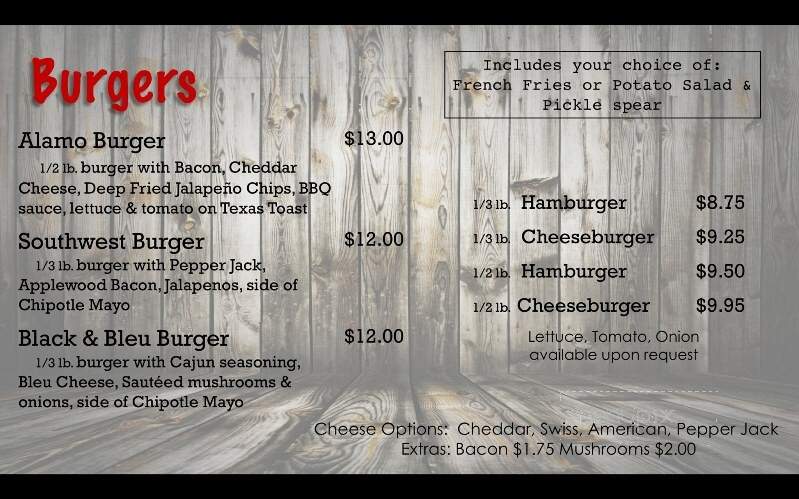 Patti's Murmuring Waters Lodge - Saint Germain, WI menu_pic
