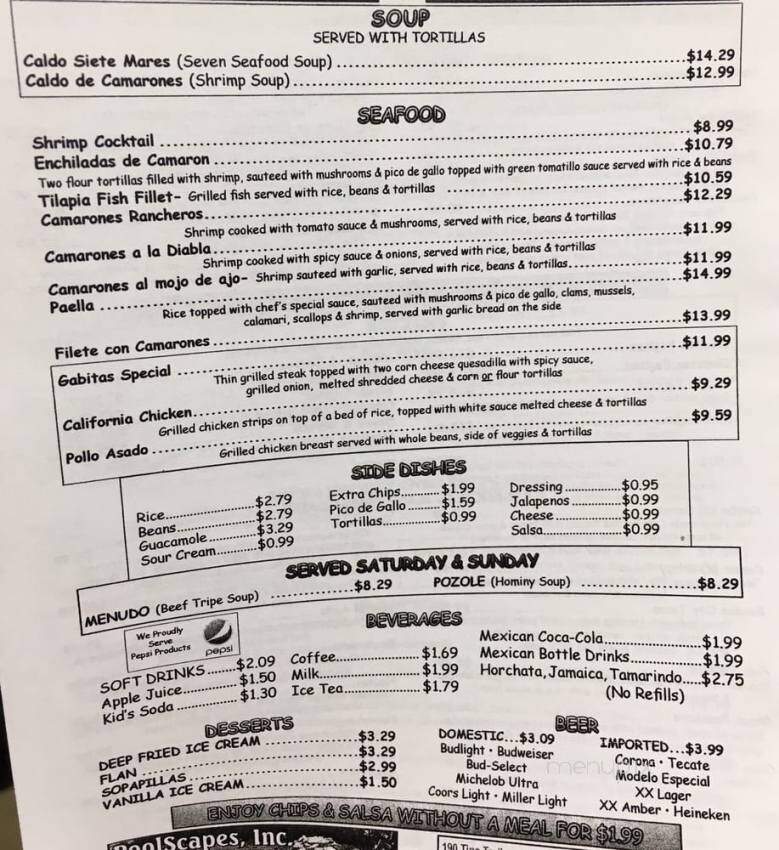 El Fogon Mexican Restaurant - Owasso, OK menu_pic