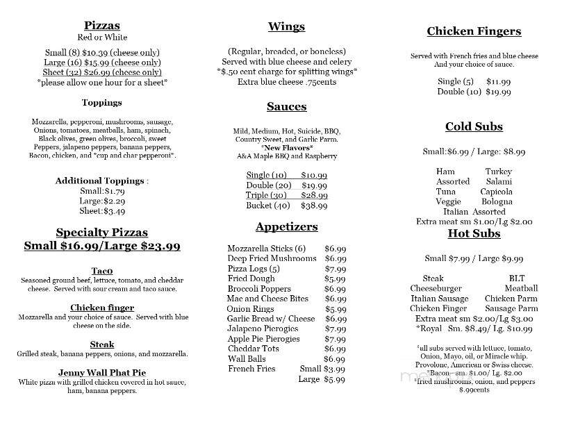 J Dub's Pizza Subs - Alexander, NY menu_pic