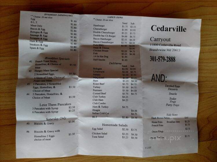 Cedarville Carry Out - Brandywine, MD menu_pic