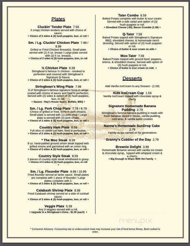 Stringbean's BBQ - China Grove, NC menu_pic