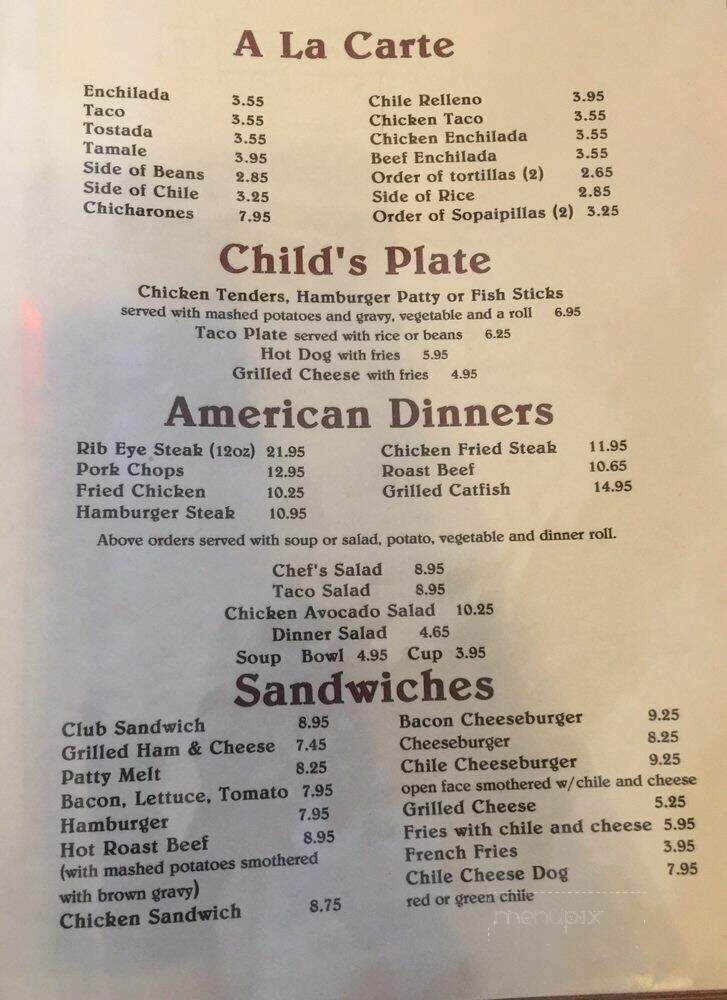 Don Diego's Restaurant - Gallup, NM menu_pic