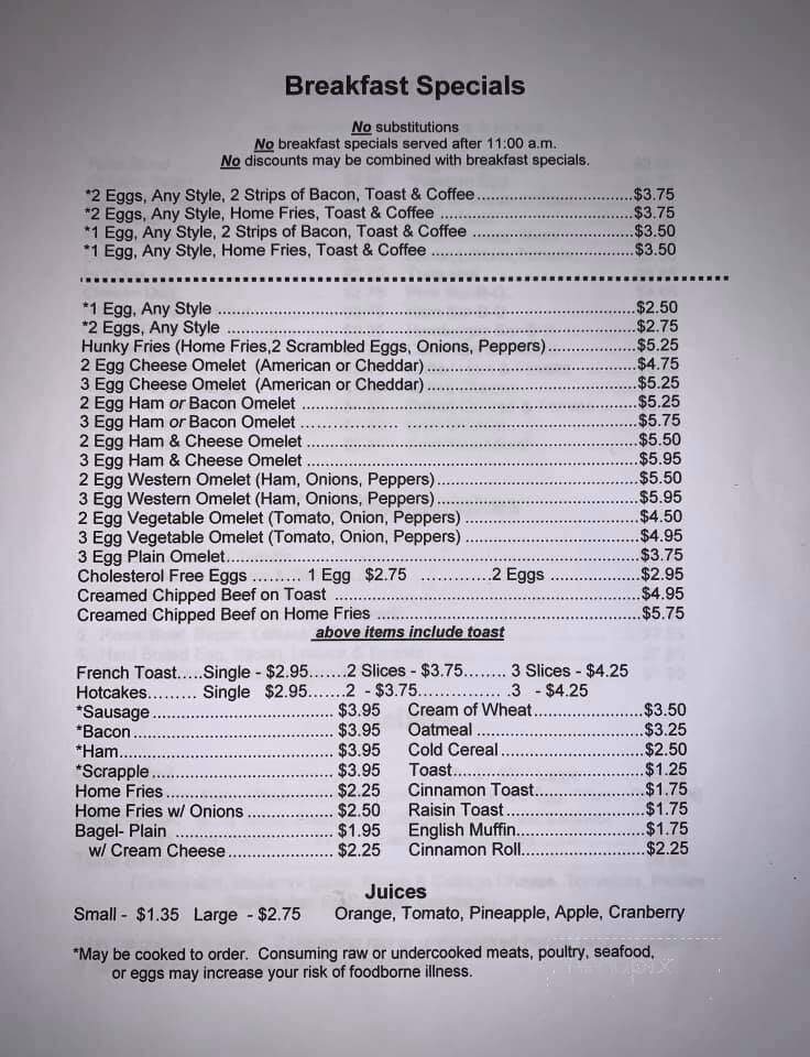 Schwalm's Cleona Restaurant - Cleona, PA menu_pic