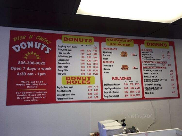 Rise N Shine Donuts - Amarillo, TX menu_pic