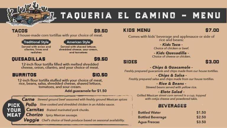 Taqueria El Camino - Dover, PA menu_pic