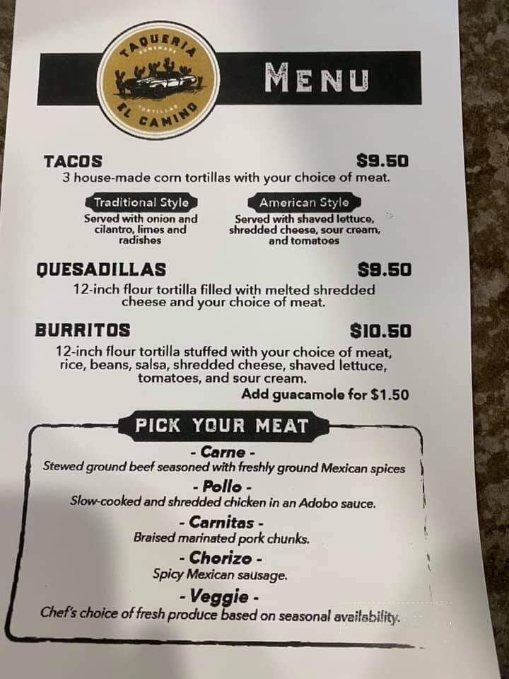 Taqueria El Camino - Dover, PA menu_pic