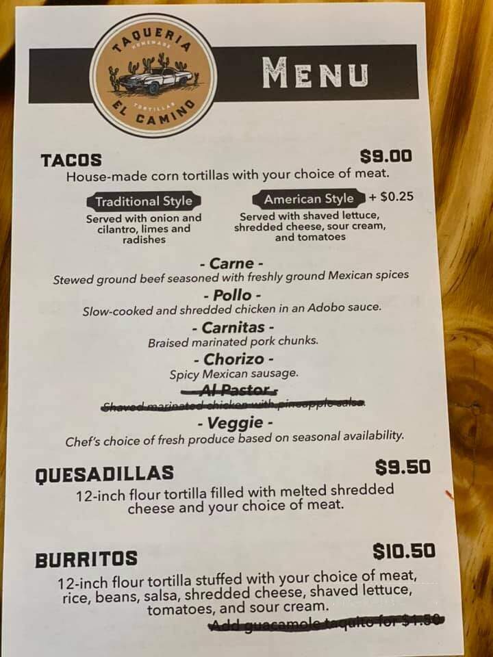 Taqueria El Camino - Dover, PA menu_pic